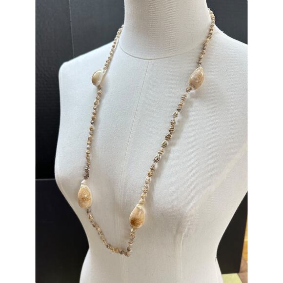 Shell Necklace Beach Overhead Seashells Strand String 34 Inch - Picture 2 of 6